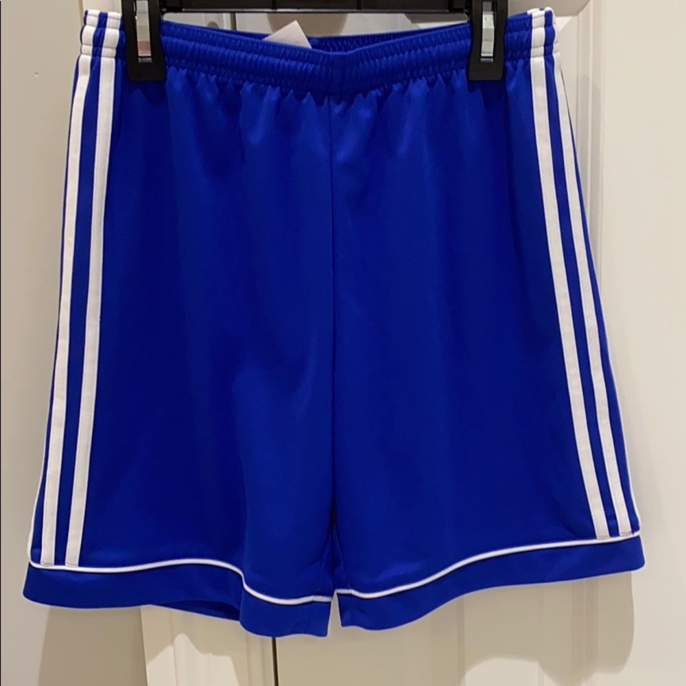 Adidas blue soccer shorts youth large NEVER WORN